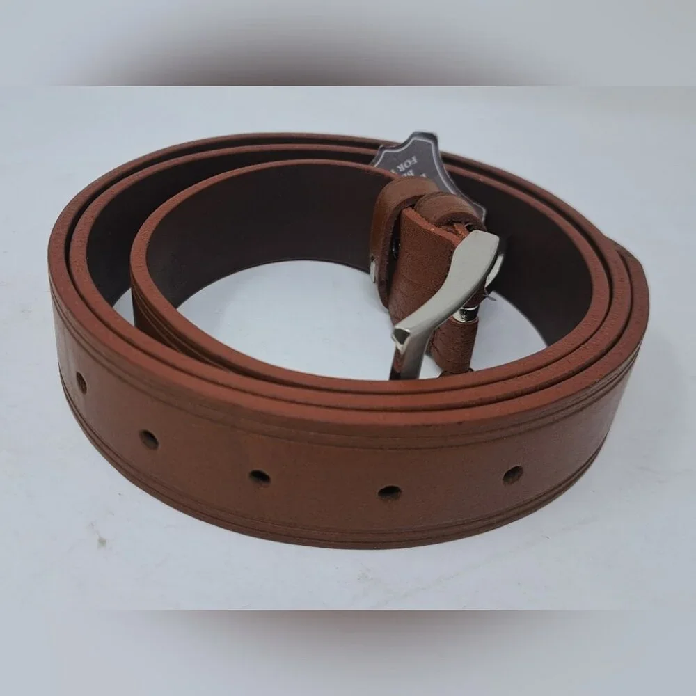 NWT Marathon Men's Leather Belt Brown Silver Buckle Size 41-45
